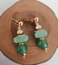 Sea green chalcedony dangle earrings, agate & moonstone - Image 5