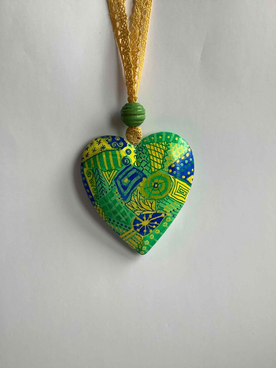 Hand painted wooden heart