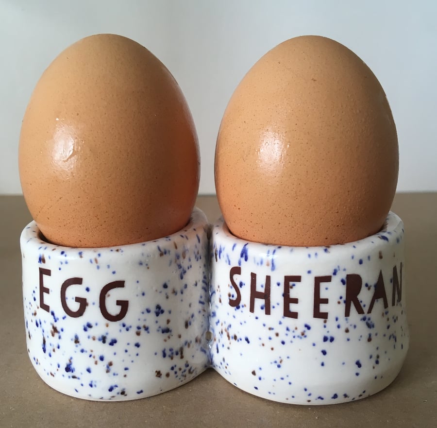 Double Egg Sheeran egg cup. Handmade pottery.Housewarming.
