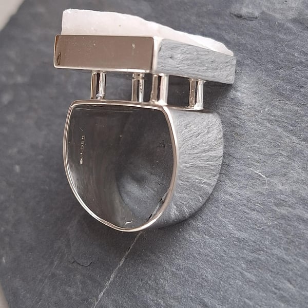 Statement Piece: The Brutalist Ring. Natural marble and silver 925.