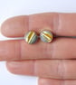 Cornish surfite stud earrings - sunshine yellow and white - Image 2