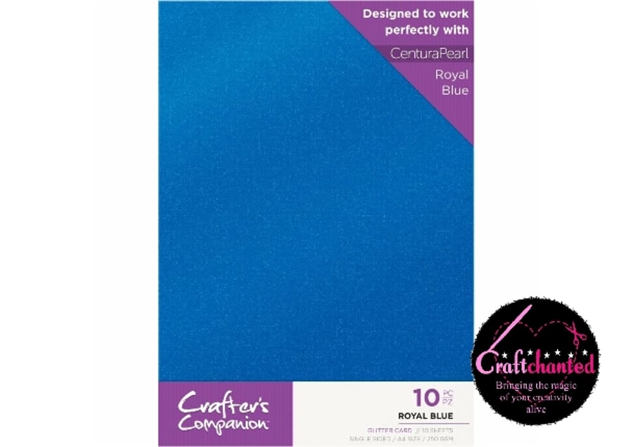 Crafter's Companion - Glitter Card - Royal Blue - A4 - 250gsm - 10 Pack