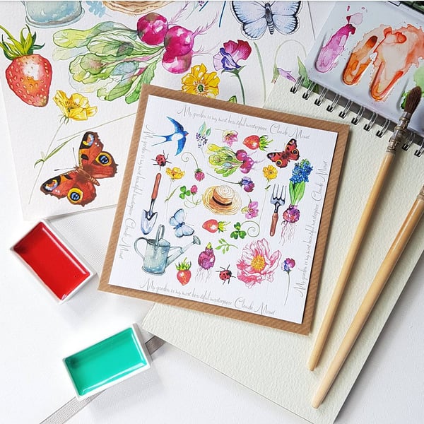 I'm New! Monet's Garden - A Blank Garden Floral Inspired Greetings Card