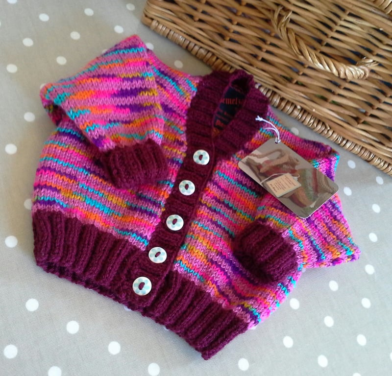 Baby Girls Hand knitted Cardigan  6 - 12 months size 