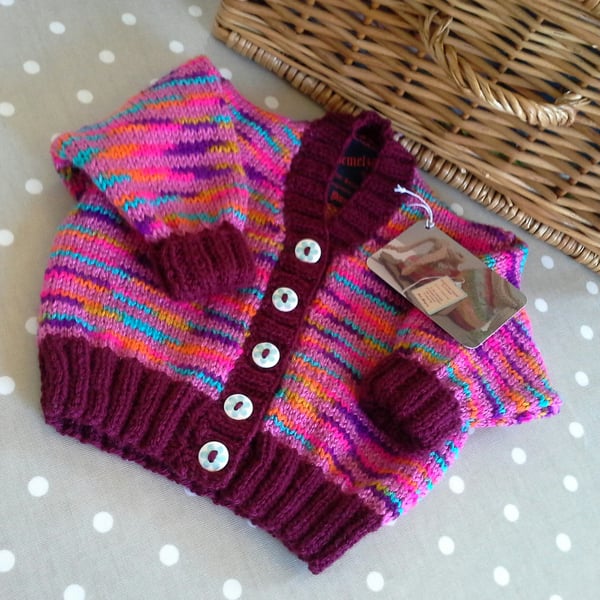Baby Girls Hand knitted Cardigan  6 - 12 months size 