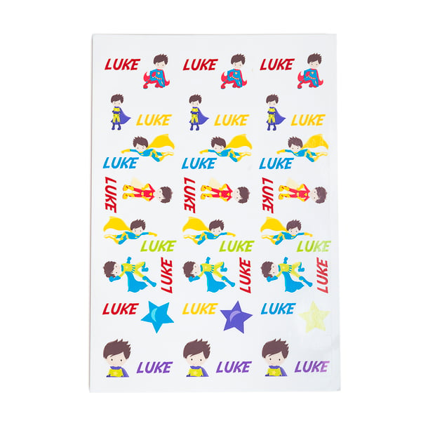 Superhero Gloss Name Stickers