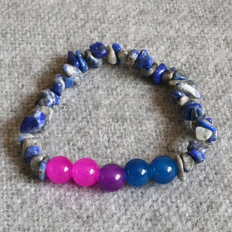 Bi Pride – Elastic Bracelet with Glass Beads and Lapis Lazuli Chip
