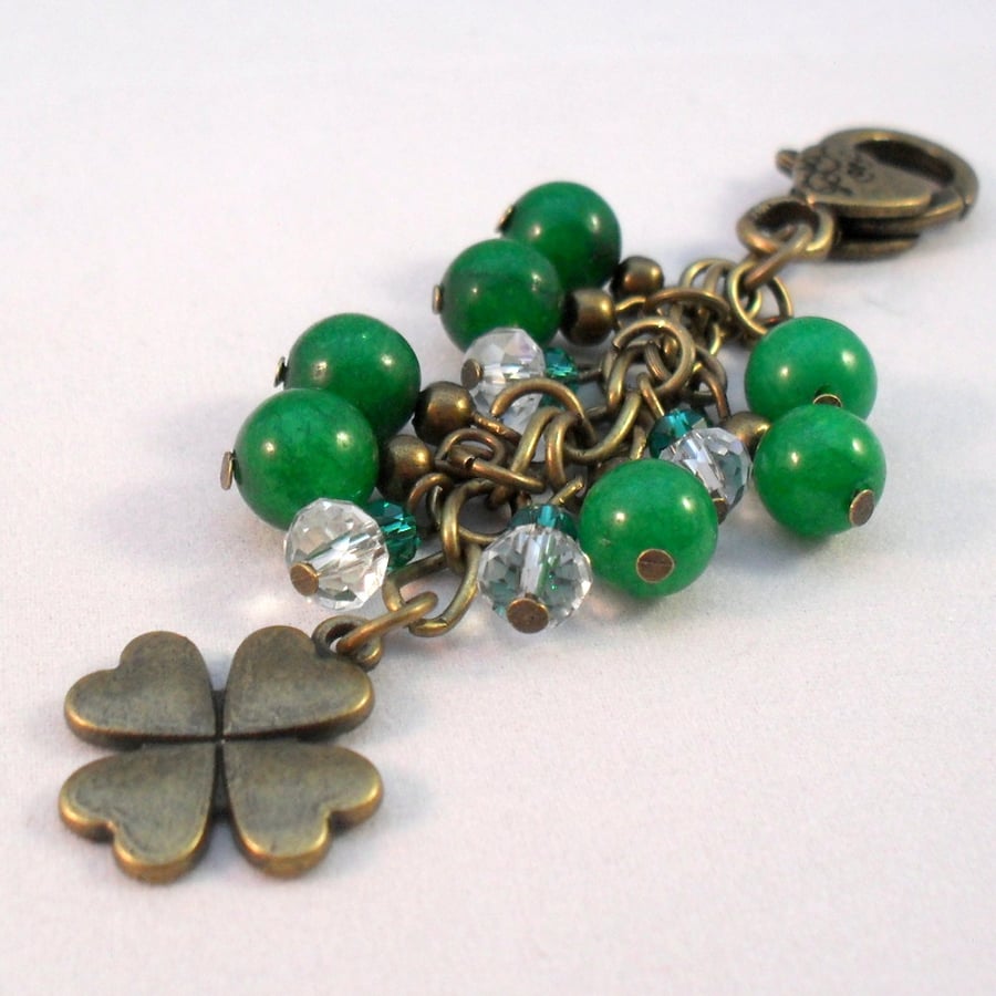 Four Leaf Clover Green Bag Charm