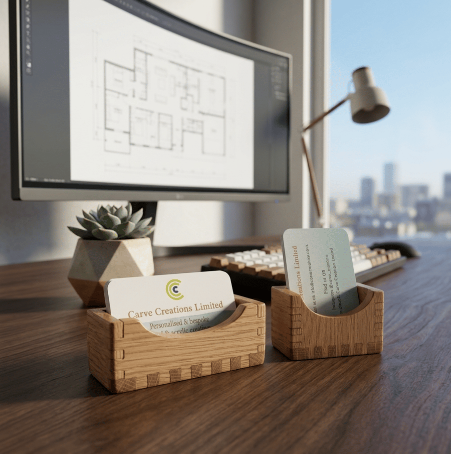 Oak Wood Business Card Holder