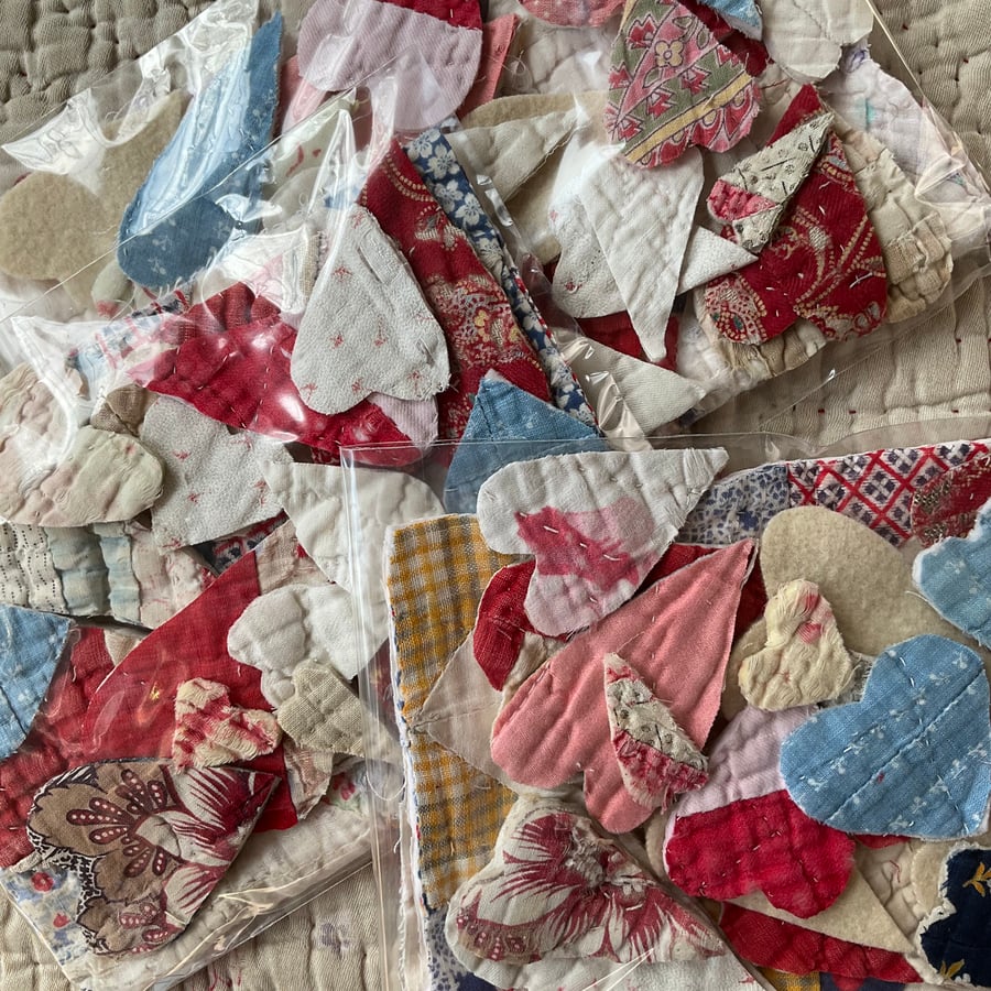 Vintage quilt hearts pack