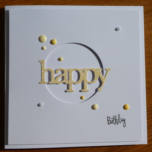 Happy Birthday Card - Yellow and White Polka Dots