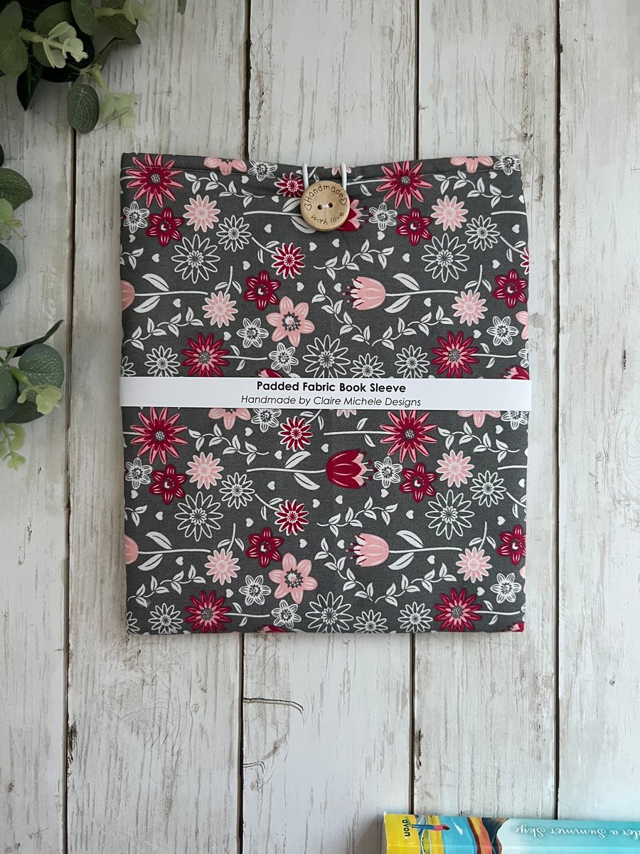 Padded Book Sleeve: Book Cover, Book Protector, Book Pouch, Book Bag, Book Lover