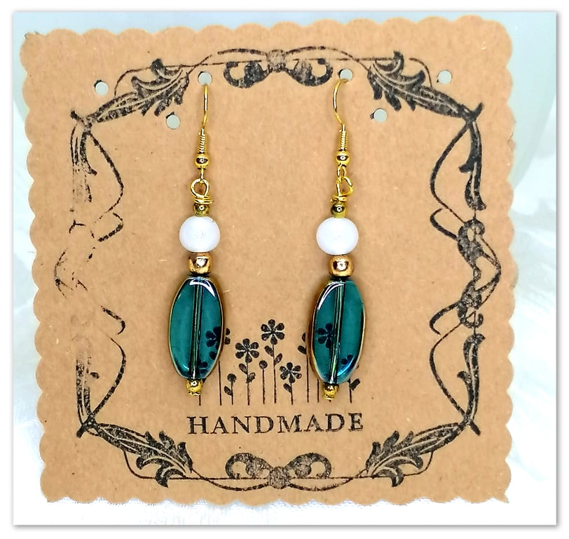 Blue glass bead earrings 