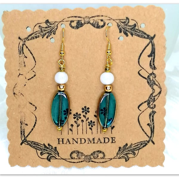 Blue glass bead earrings 
