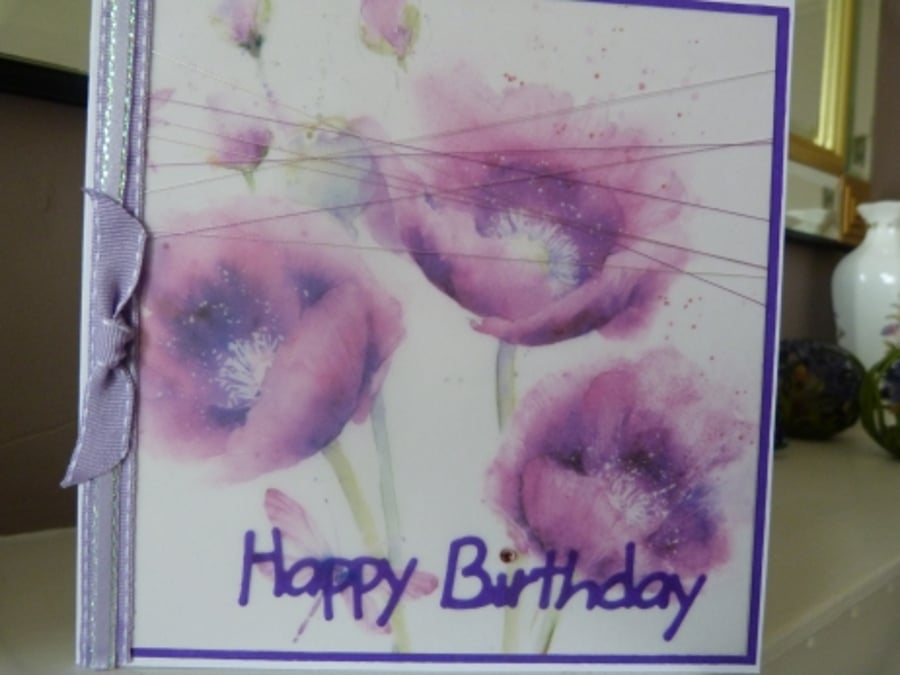 Pink Anemone Vellum Birthday Card Folksy