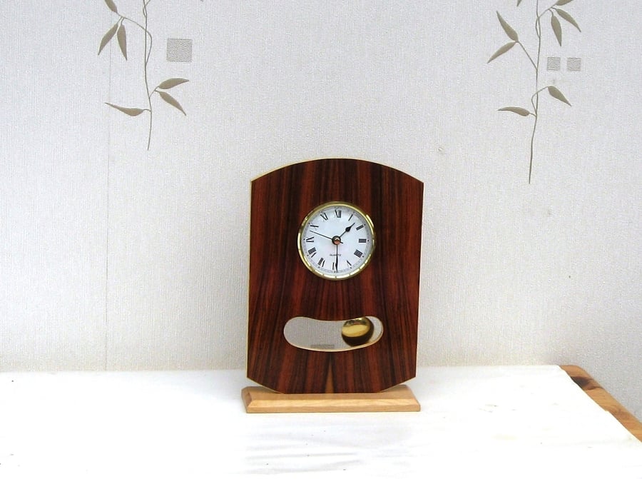 Freestanding Art Deco Style Pendulum Clock Handmade Wood  with Quartz Movement 