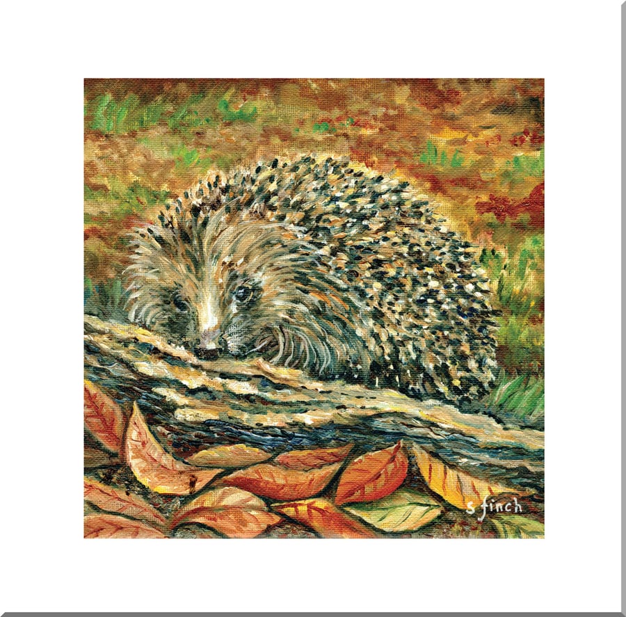 Spirit of Hedgehog - Blank Greeting Card with nature spirit totem message