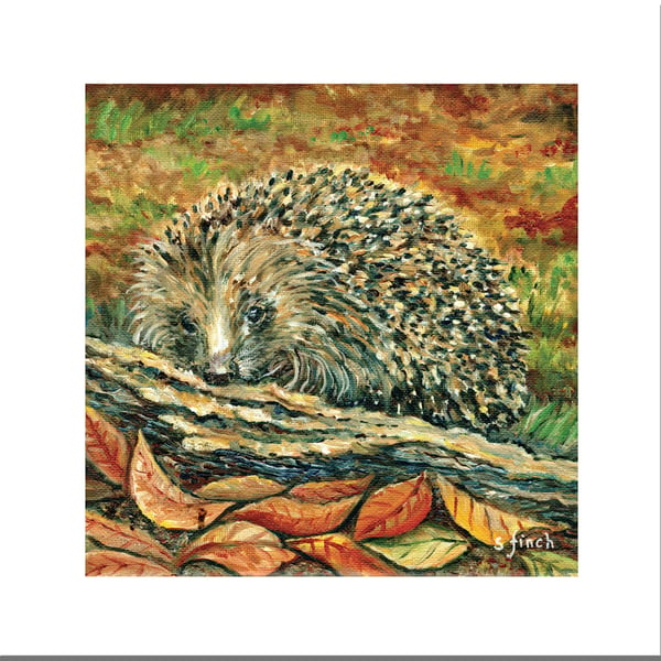 Spirit of Hedgehog - Blank Greeting Card with nature spirit totem message