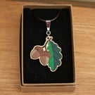 Wooden Acorn Necklace - Hand Painted & Folksy