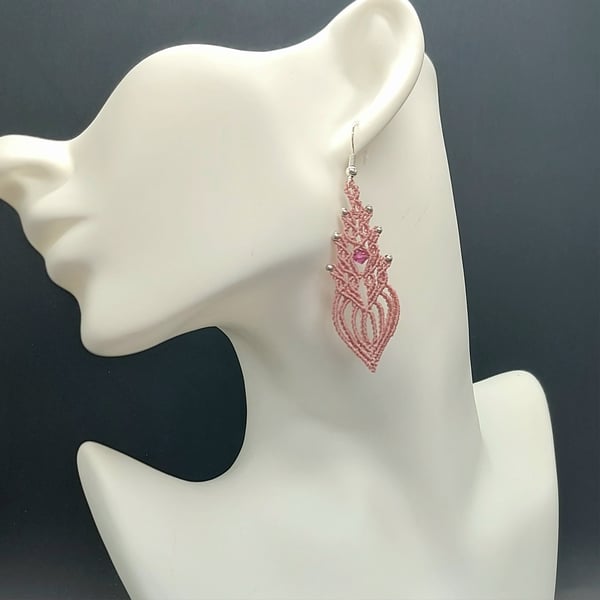 Dusky Pink Macrame Earrings 
