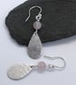 sea ripples drop earrings sterling silver teardrop rose quartz gemstone