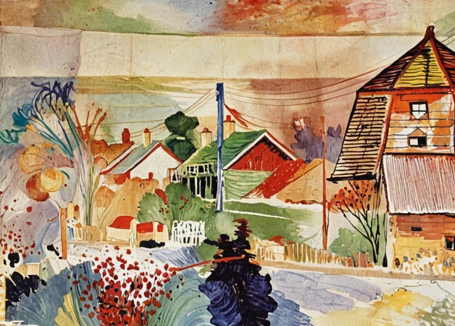 A4 Print Of Mill Floral Colours Norfolk 