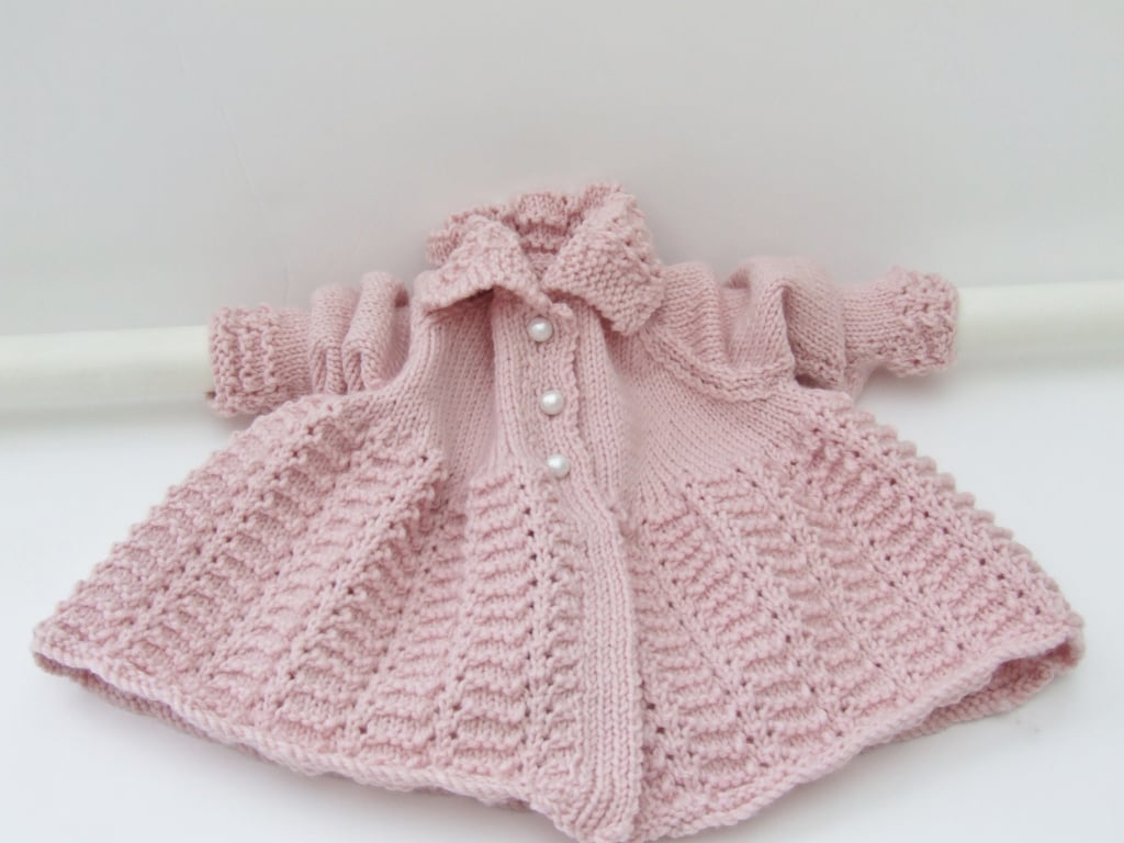 Hand knitted babys matinee coat,baby coat,traditional baby,vintage baby knits