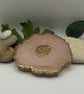 Double Sided Resin Geode Style Coaster - Pink and Gold with Gold Edging - Image 8