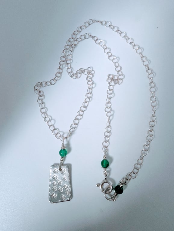 Dainty Daisy Necklace, Sterling Silver, Hand Stamped 