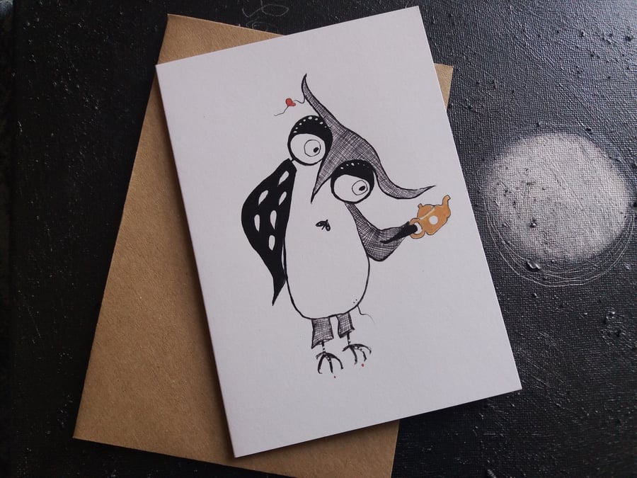 inky owl - notecard