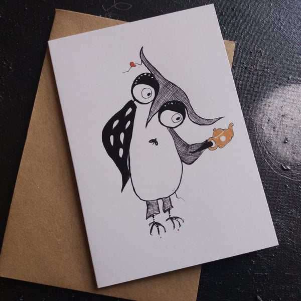 inky owl - notecard