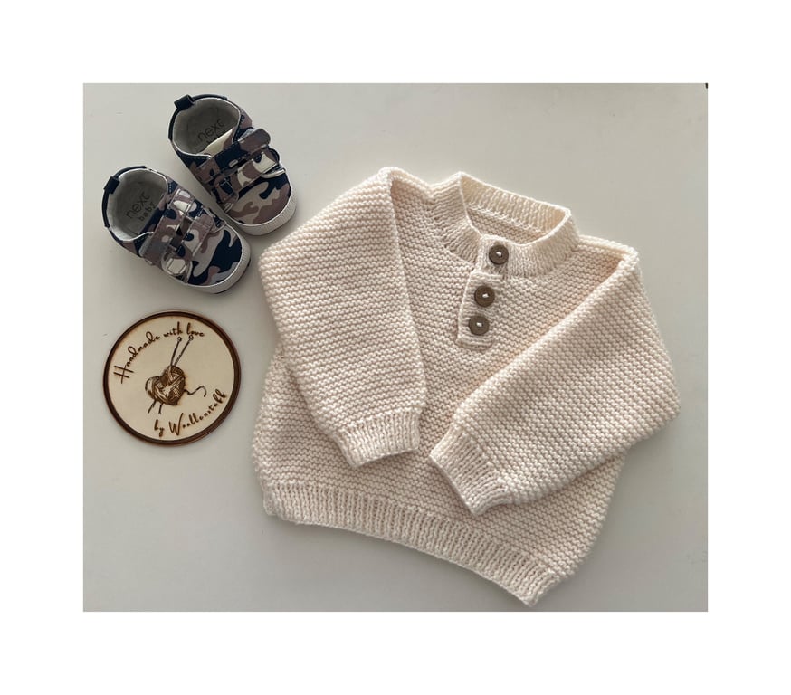 Made To Order Handknitted Clover Baby Sweater 6 sizes. Any colour.