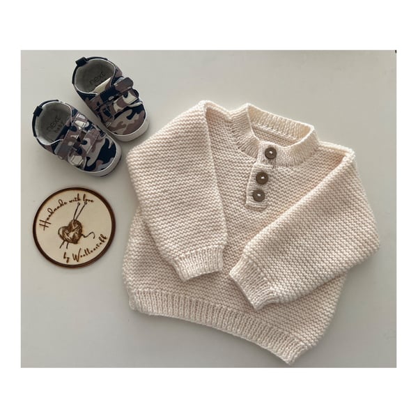 Made To Order Handknitted Clover Baby Sweater 6 sizes. Any colour.
