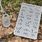 ASTRONOMICAL CONSTELLATION STARSIGN Hand Stamped Pewter Necklace