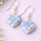 Heart Clay Dangle Earrings – Floral Resin Jewellery, Multiple Colours