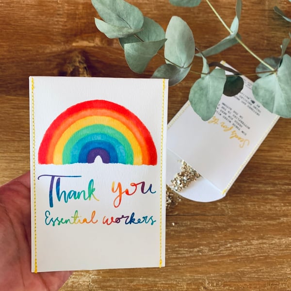 “Thank you, essential workers” rainbow seed packet 