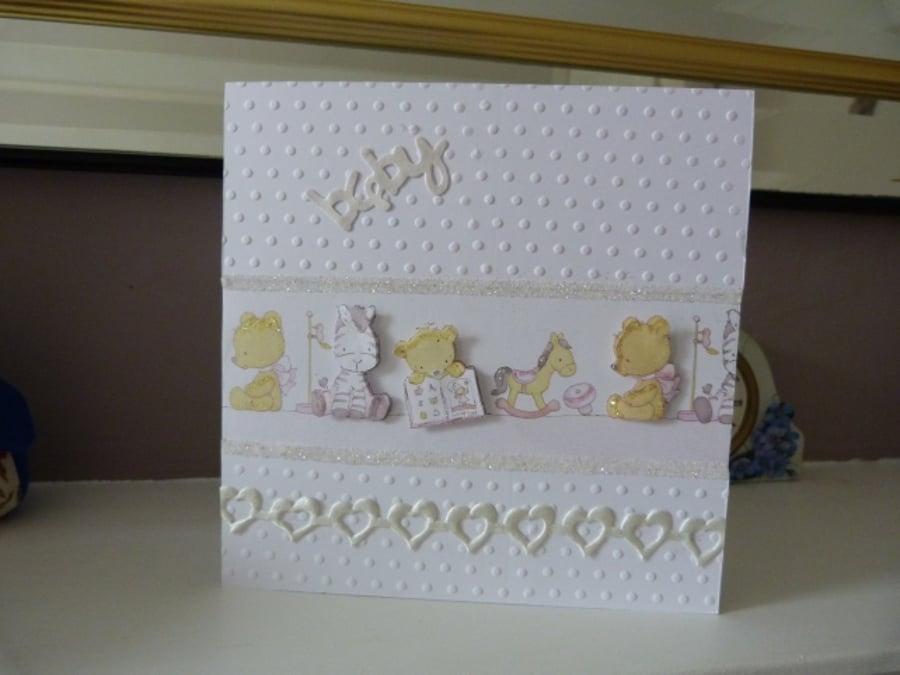 White New Baby Teddy Card