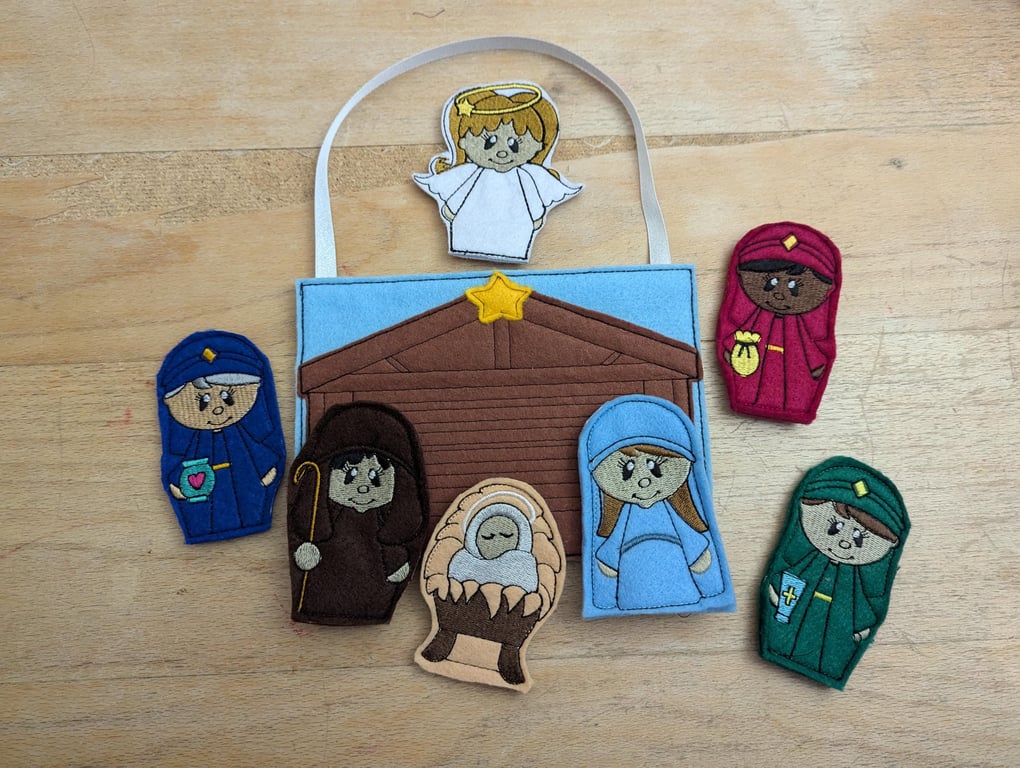Felt Nativity Finger Puppet Set: Christmas Story Role Play
