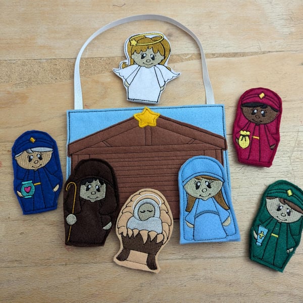 Felt Nativity Finger Puppet Set: Christmas Story Role Play