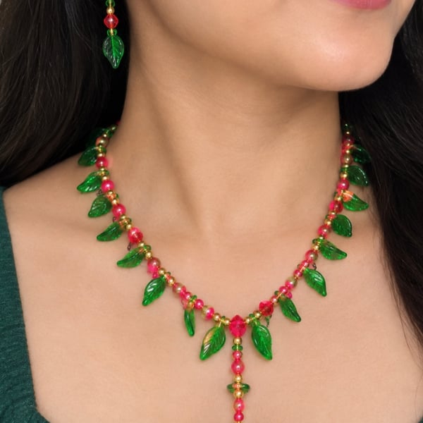 Christmas special necklace and earrings 
