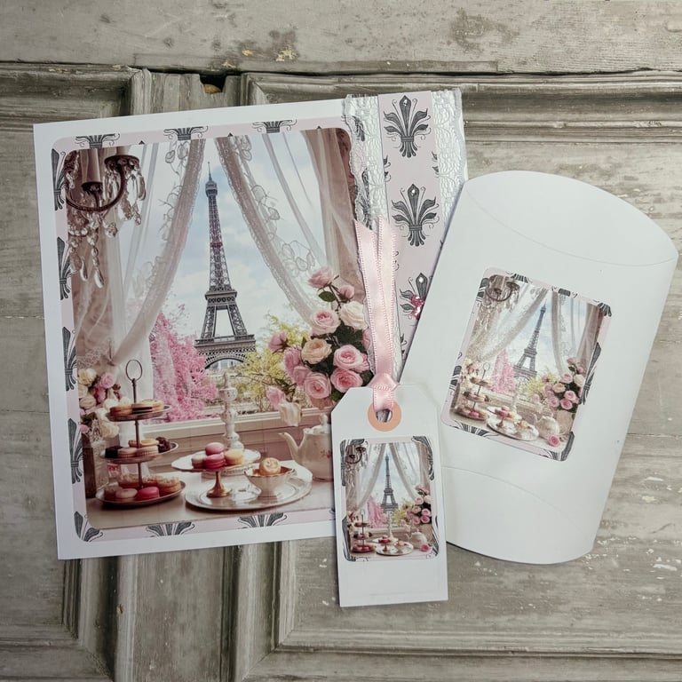 Greeting Card, Envelope Pouch, Tag - Pink Paris Design 1 - C 246