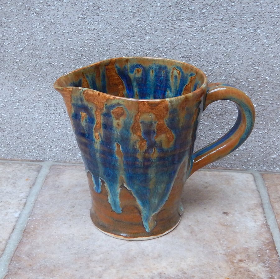 Jug or pitcher hand thrown stoneware handmade pottery wheelthrown ceramic milk