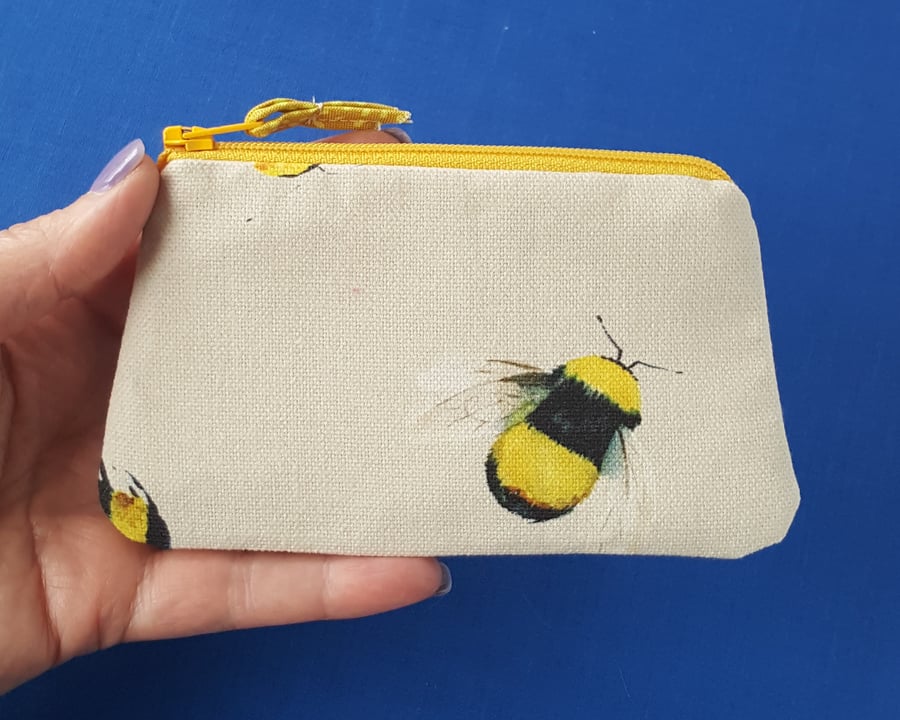 Bee Coin and Card purse, Small pocket sized purse, Teacher gift -  Free P&P