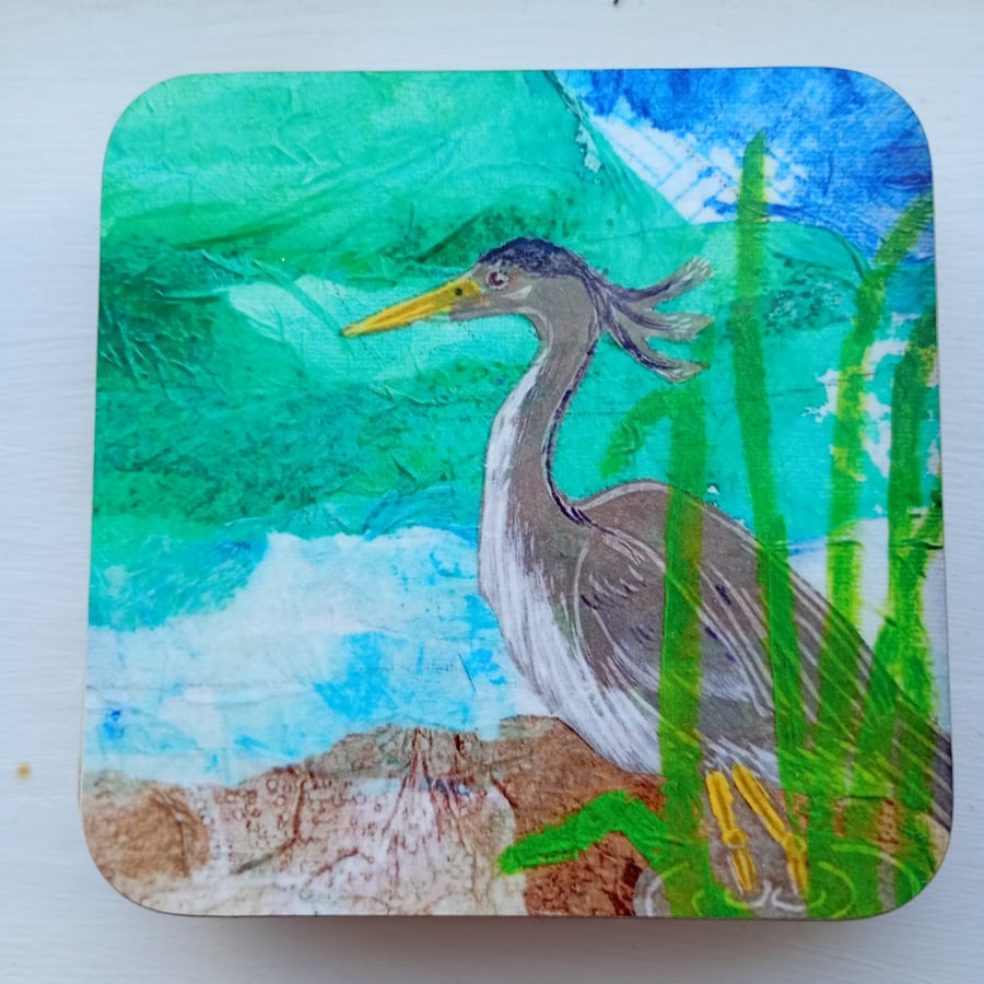 Heron coaster for bird lovers