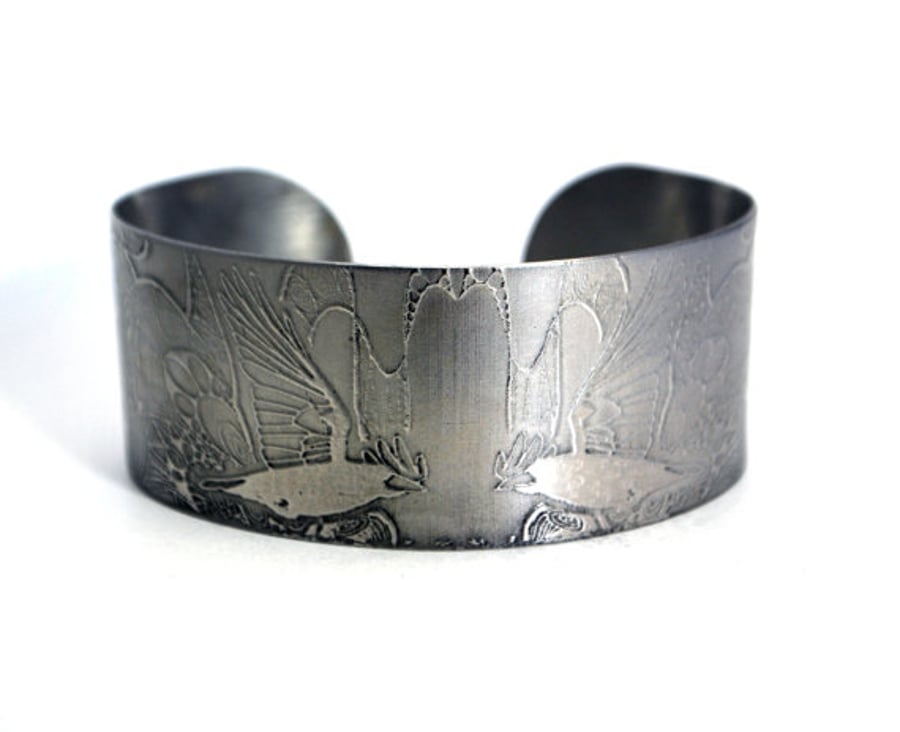 Surgical steel Rook Cuff, natural silver finish