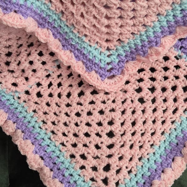 Beautiful Handmade Crochet Lap Blanket or Throw called Mermaid