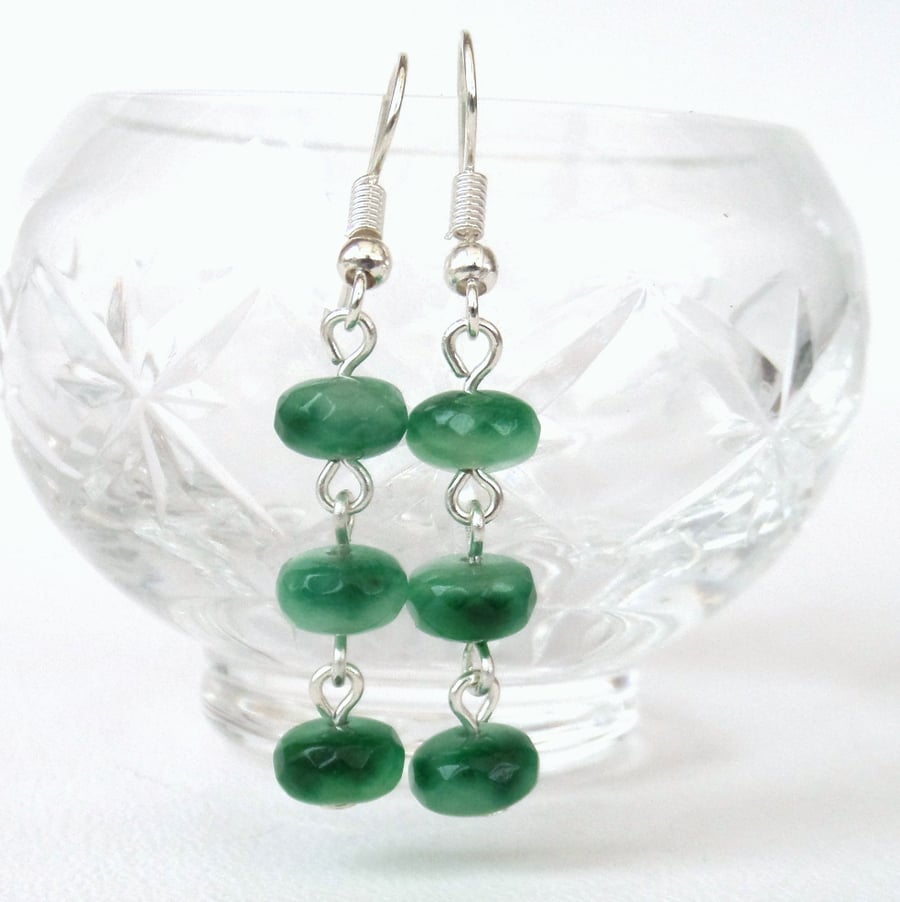 Dangly green gemstone earrings