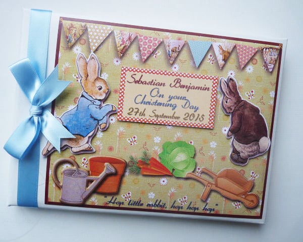 Peter Rabbit Birthday guest book, peter rabbit baby shower guest book, gift