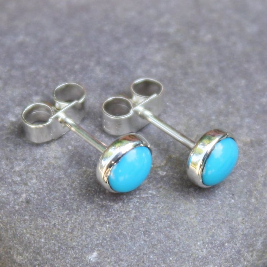 Turquoise stud earrings sterling silver.