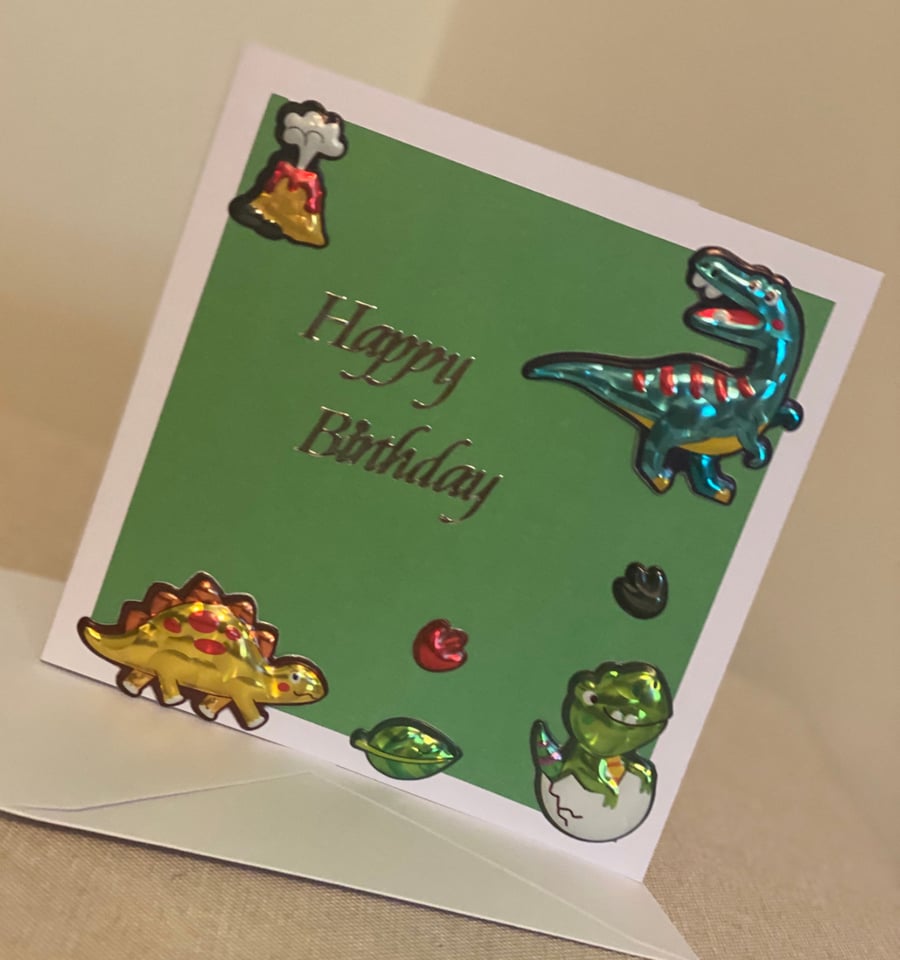 Handmade dinosaur Birthday card
